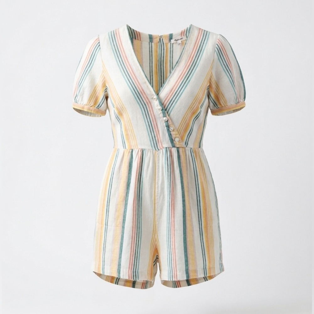 Madewell Multicolor Striped Linen Romper